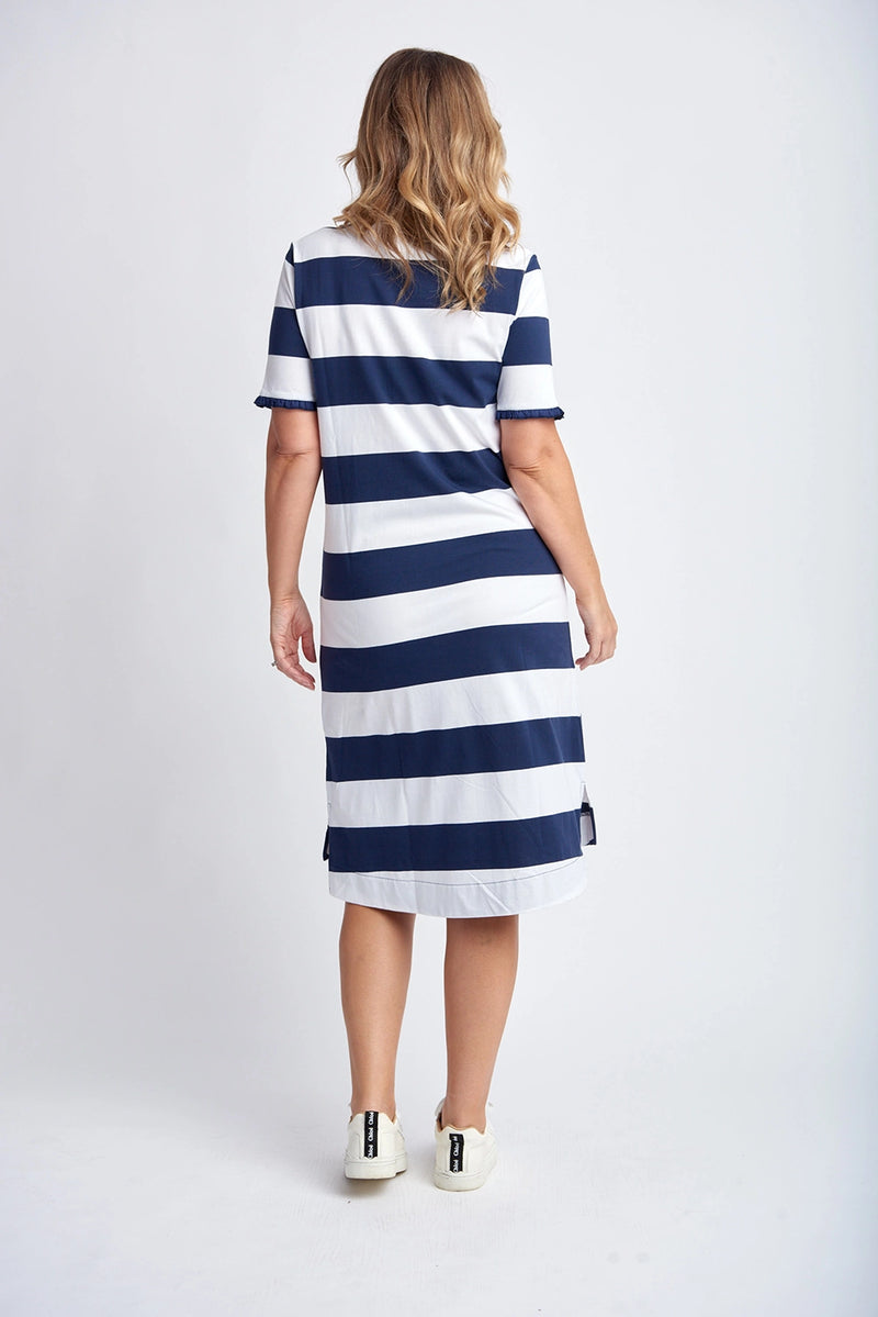 Goondiwindi Cotton Stripe Dress In Navy/White 6272