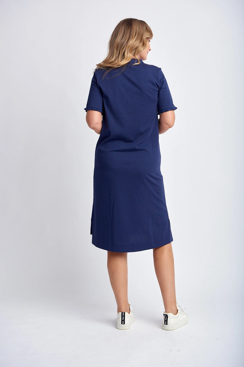 Goondiwindi Cotton Dress with Frill Detail in Navy 6272