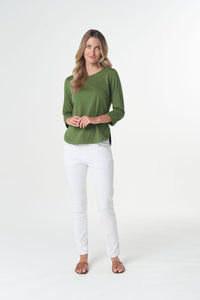 Goondiwindi Cotton 3/4 Sleeve Tee in Cedar Green 3152