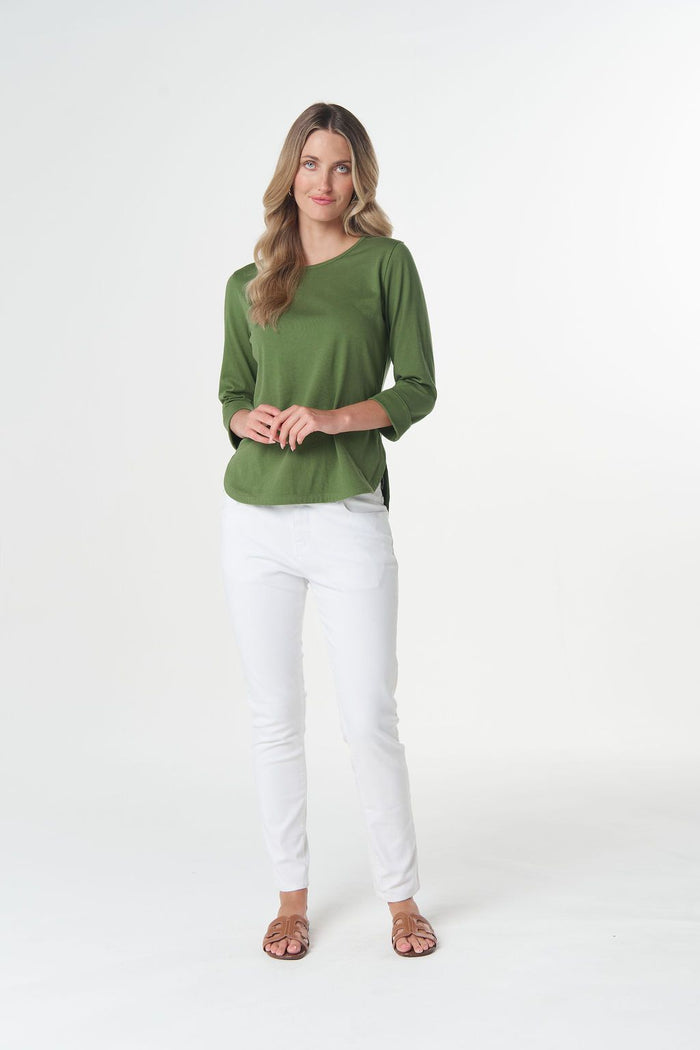 Goondiwindi Cotton 3/4 Sleeve Tee in Cedar Green 3152