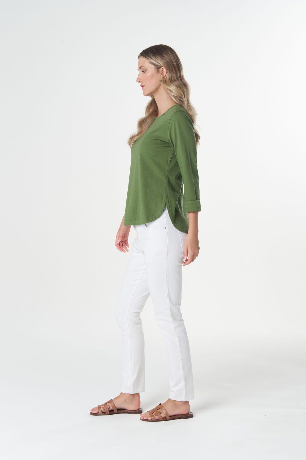 Goondiwindi Cotton 3/4 Sleeve Tee in Cedar Green 3152