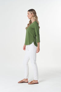 Goondiwindi Cotton 3/4 Sleeve Tee in Cedar Green 3152