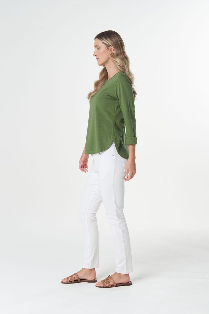 Goondiwindi Cotton 3/4 Sleeve Tee in Cedar Green 3152