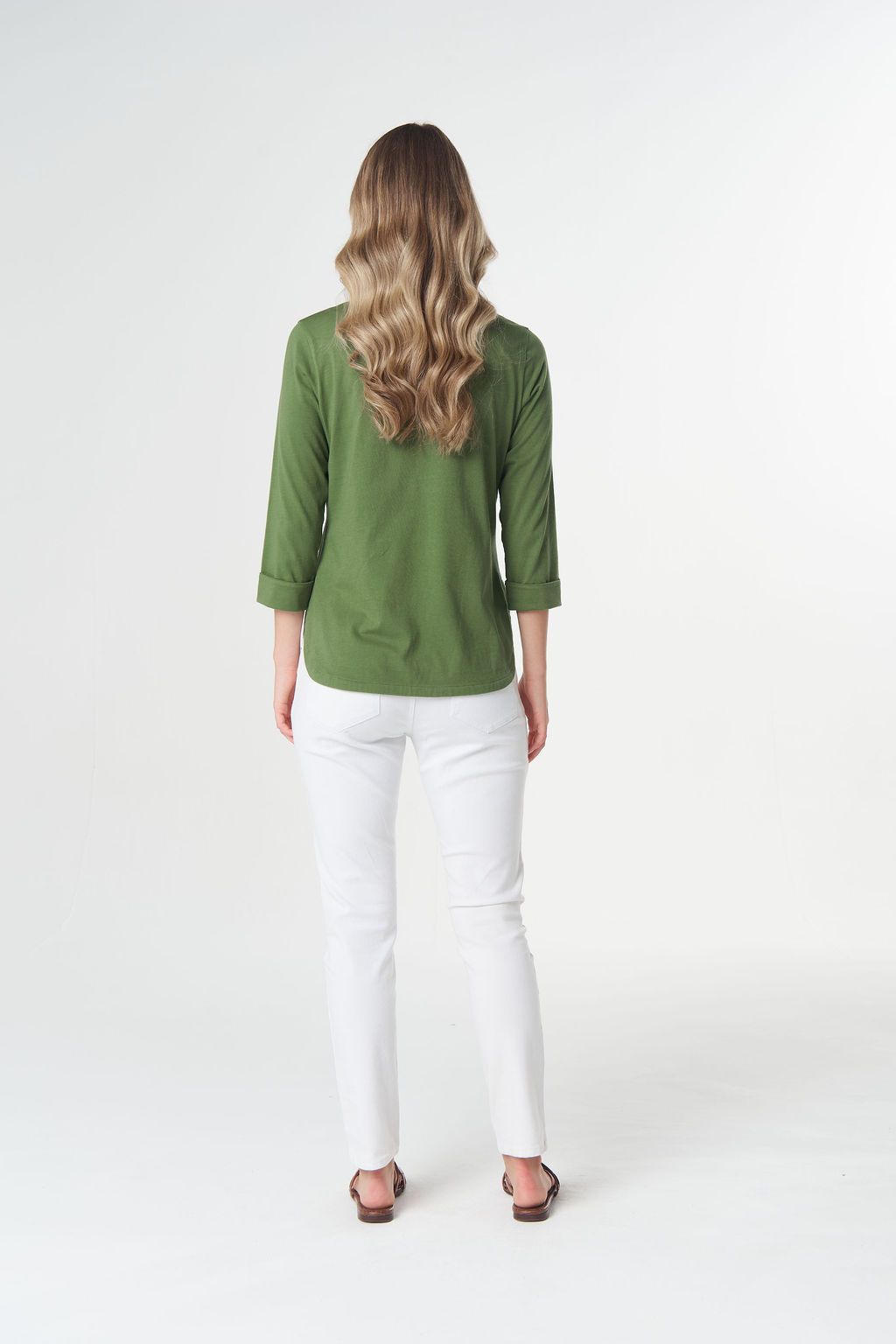 Goondiwindi Cotton 3/4 Sleeve Tee in Cedar Green 3152