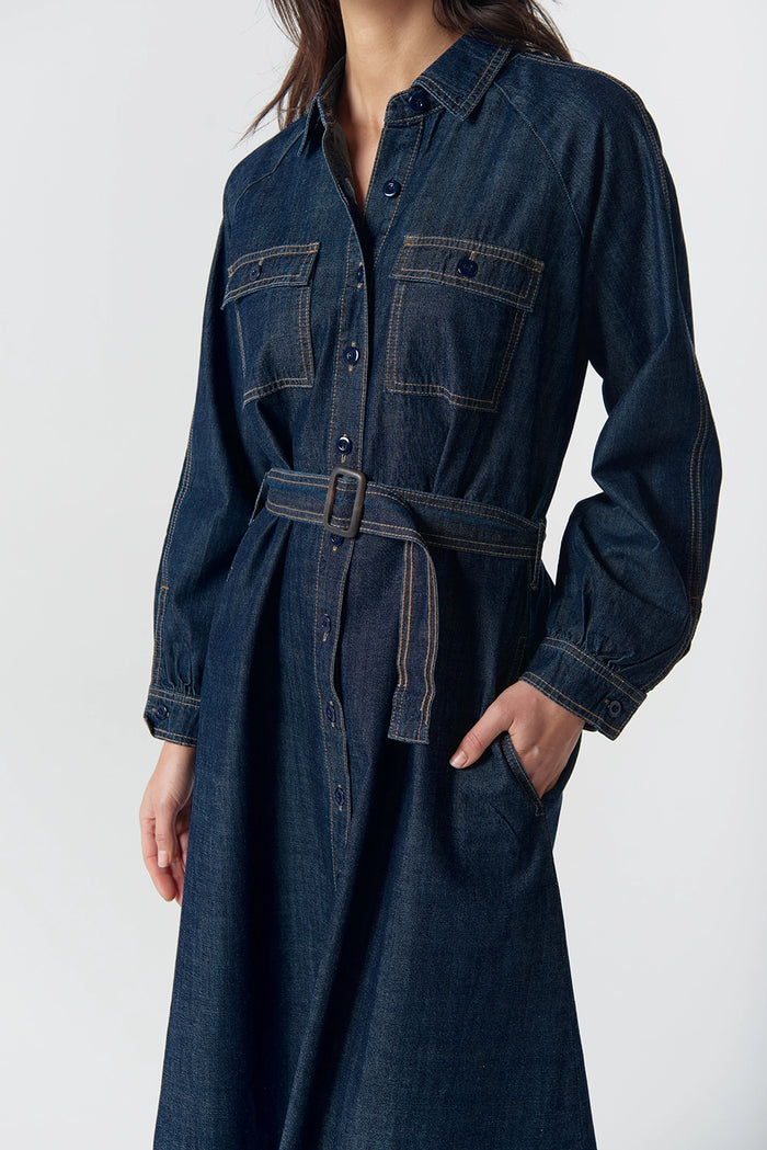 Goondiwindi Cotton Stockman Denim Dress in Indigo Denim 6298