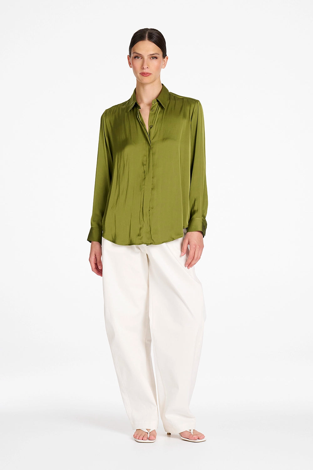 Mela Purdie Charmeuse Shirt in Peridot F622 80065