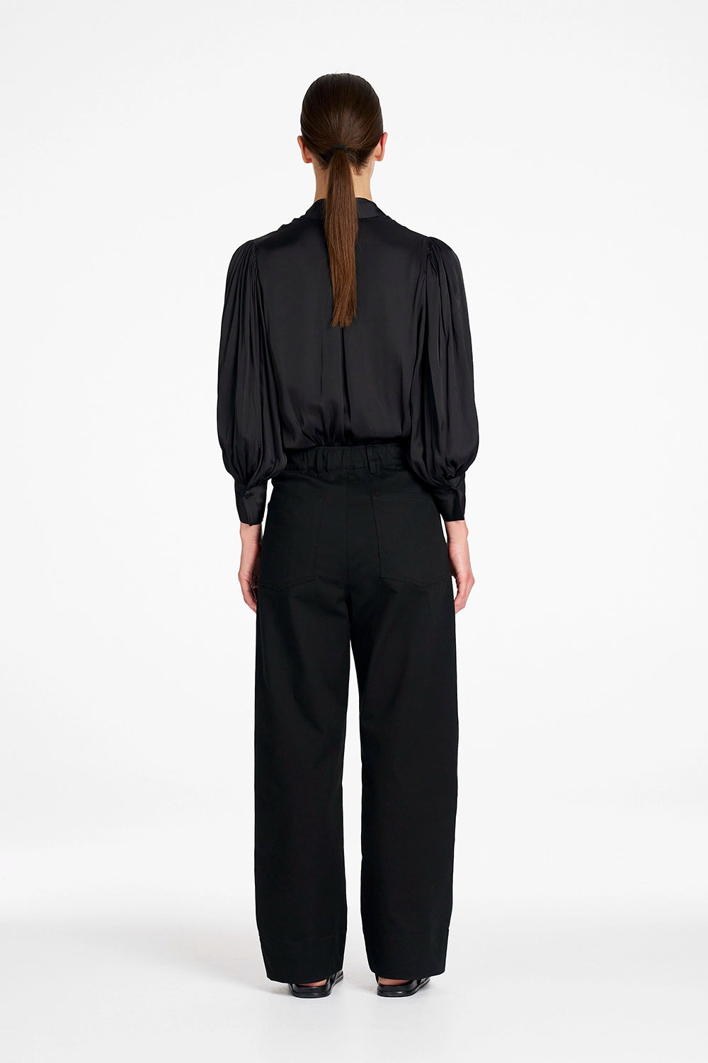Mela Purdie Blouson Shirt in Satin Black F622 80088