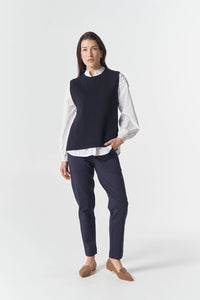 Goondiwindi Cotton Amber Merino Cotton Vest in Dark Navy 7060M