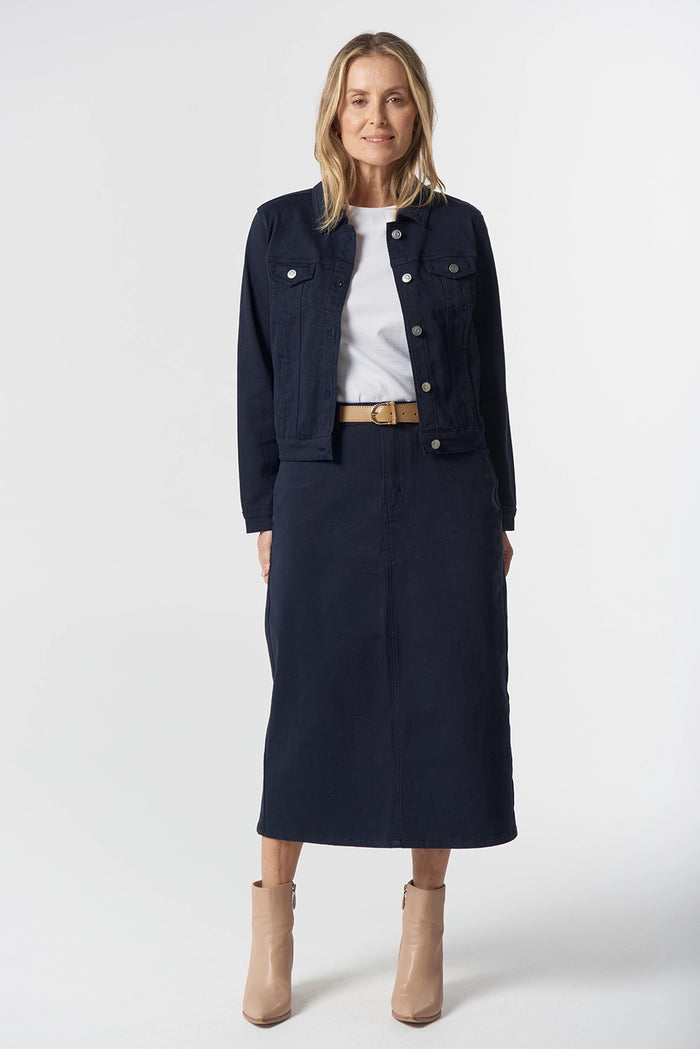 Goondiwindi Cotton Ray Denim Jacket in Dark Navy 7067