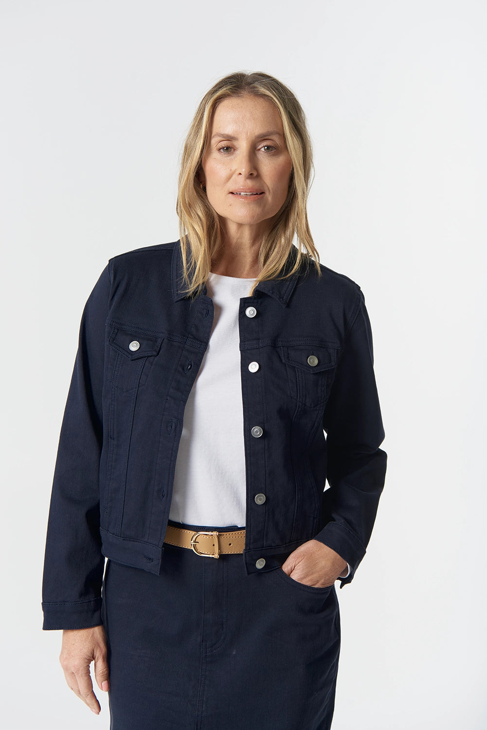 Goondiwindi Cotton Ray Denim Jacket in Dark Navy 7067