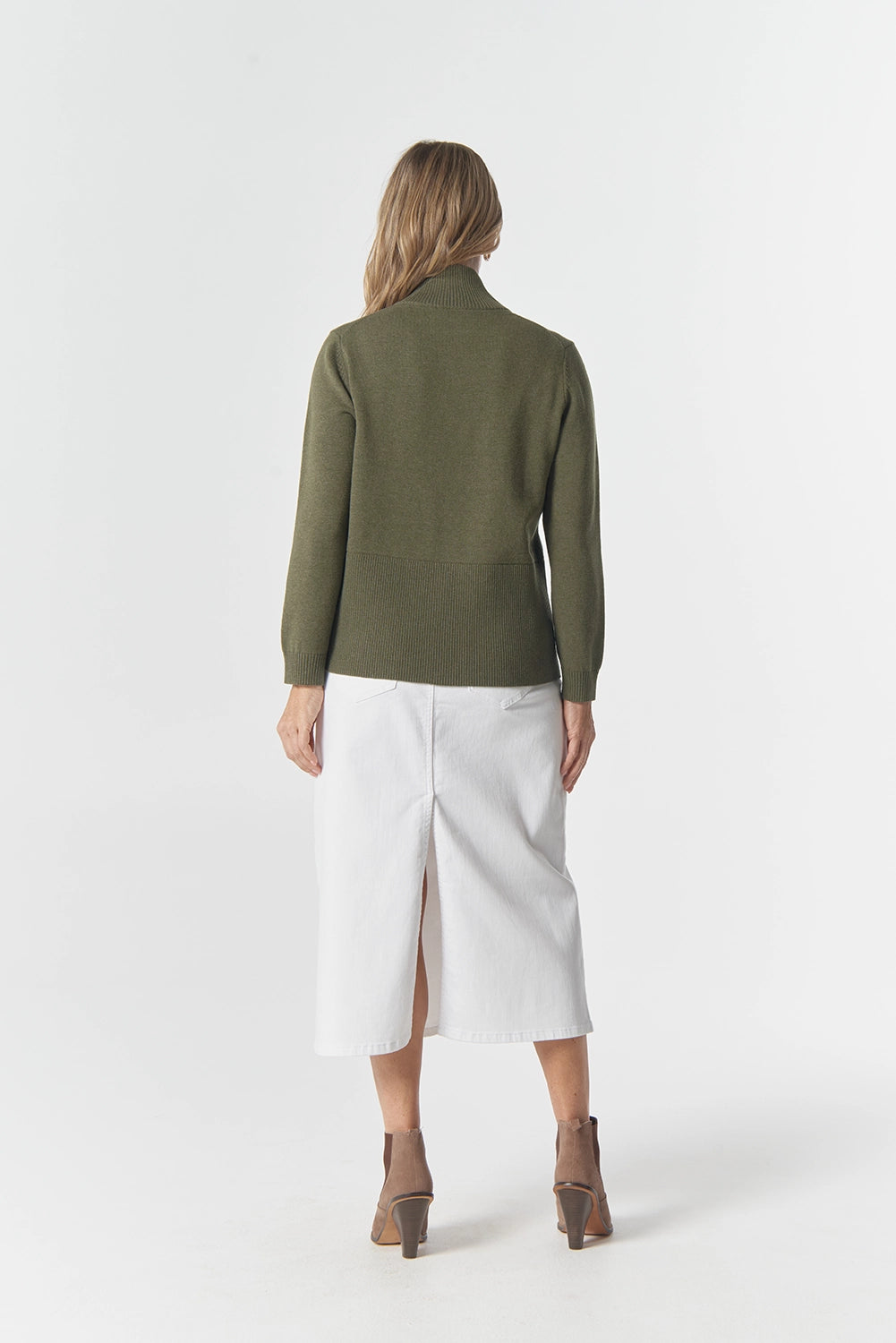 Goondiwindi Cotton Brook Merino Cotton Knit Cardigan in Covert Garden 7069M