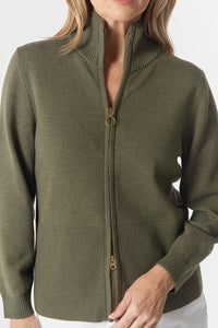 Goondiwindi Cotton Brook Merino Cotton Knit Cardigan in Covert Garden 7069M