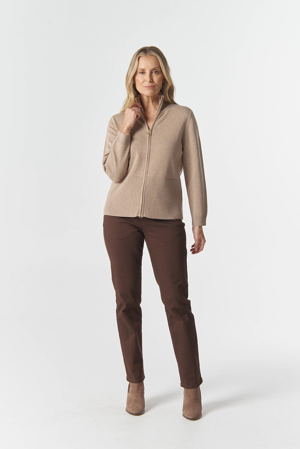 Goondiwindi Cotton Brook Merino Cotton Knit Cardigan in Oatmeal 7069M