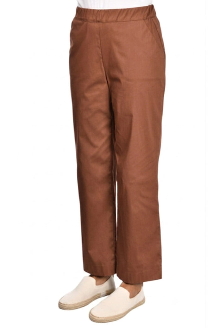 Gran Sasso Poplin Cotton Trouser Elastic Waistband in Tobacco 76275-54300