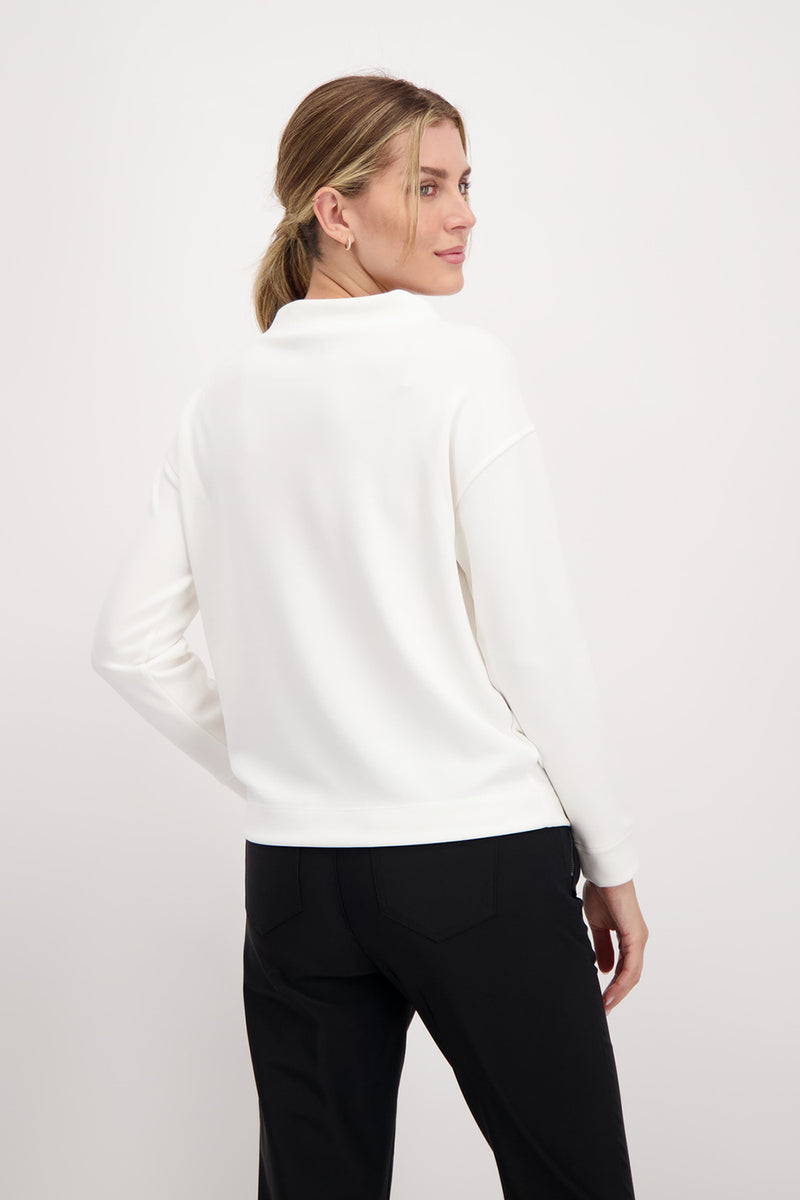 Monari Sweatshirt with Rhinestone Pocket Trim M806748  in Off White