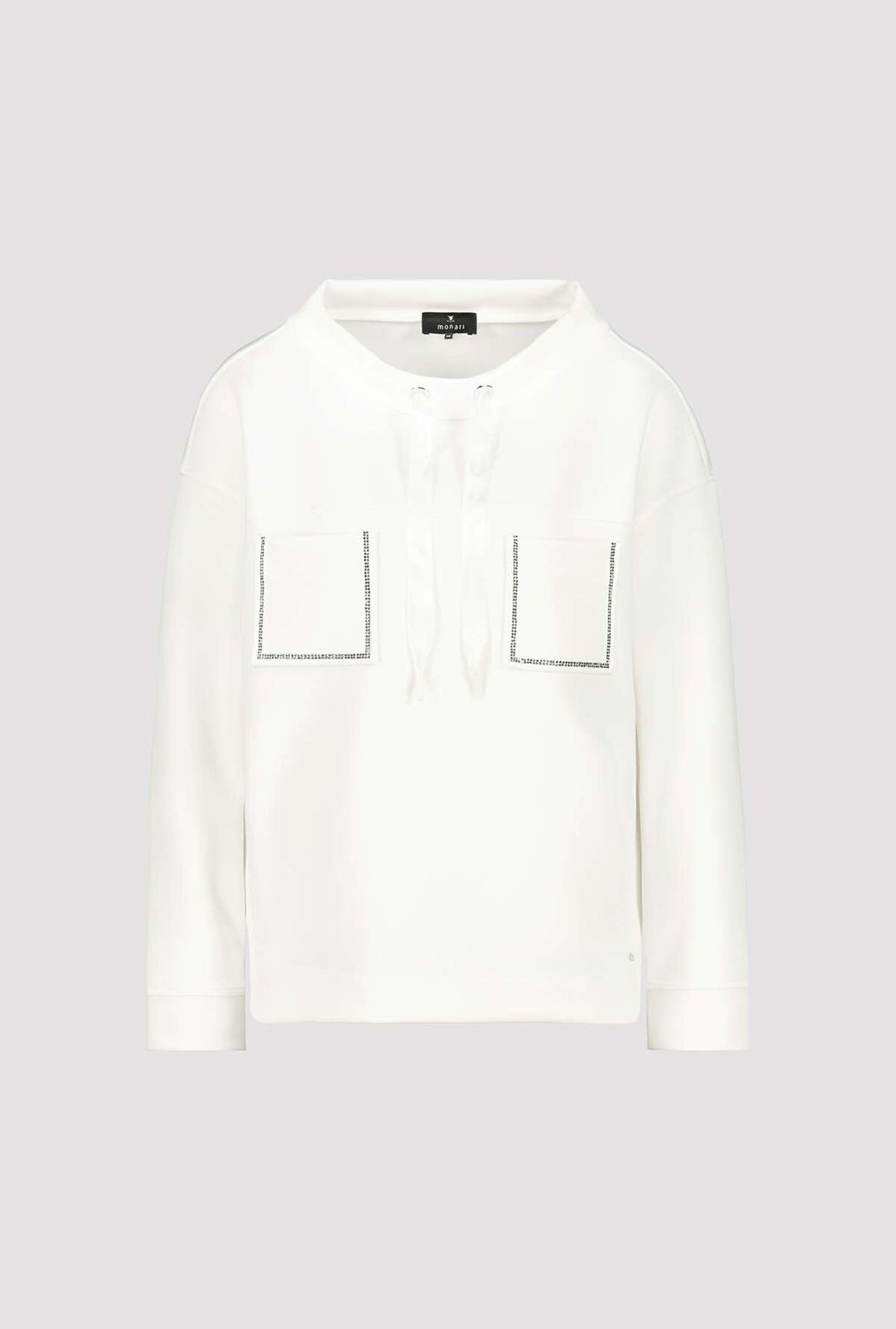 Monari Sweatshirt with Rhinestone Pocket Trim M806748  in Off White