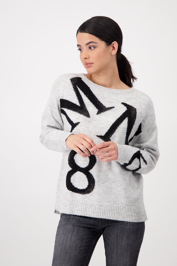 Monari Sweater with Decorative Letters 807501