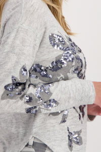 Monari Sweater Sequin Flower 807506