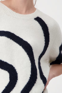 Monari S/S Knit with Black Swirl 807882
