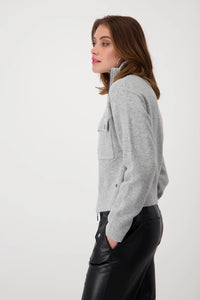 Monari Silver Grey Cardigan With Flap Pockets 807908