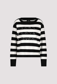 Monari Striped Sweatshirt With Tonal Sequins 808088