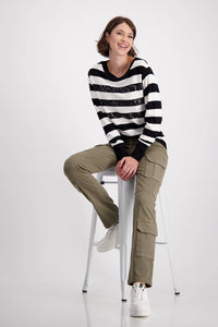 Monari Striped Sweatshirt With Tonal Sequins 808088