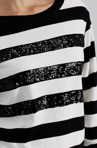 Monari Striped Sweatshirt With Tonal Sequins 808088