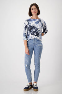 Monari 3/4 Sleeve Viscose Printed Top 808101