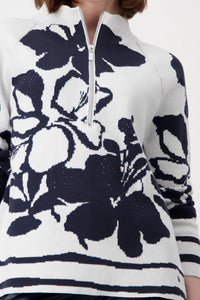 Monari Cotton Blend Zip Knit 808161