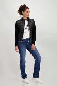 Monari Quilted Jacket with Knitted Sleeves 808272
