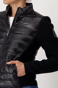 Monari Quilted Jacket with Knitted Sleeves 808272