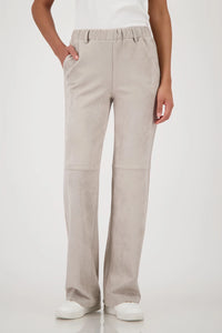 Monari Straight-leg velour trousers in Greige 808781