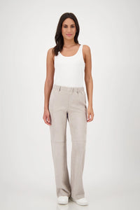 Monari Straight-leg velour trousers in Greige 808781