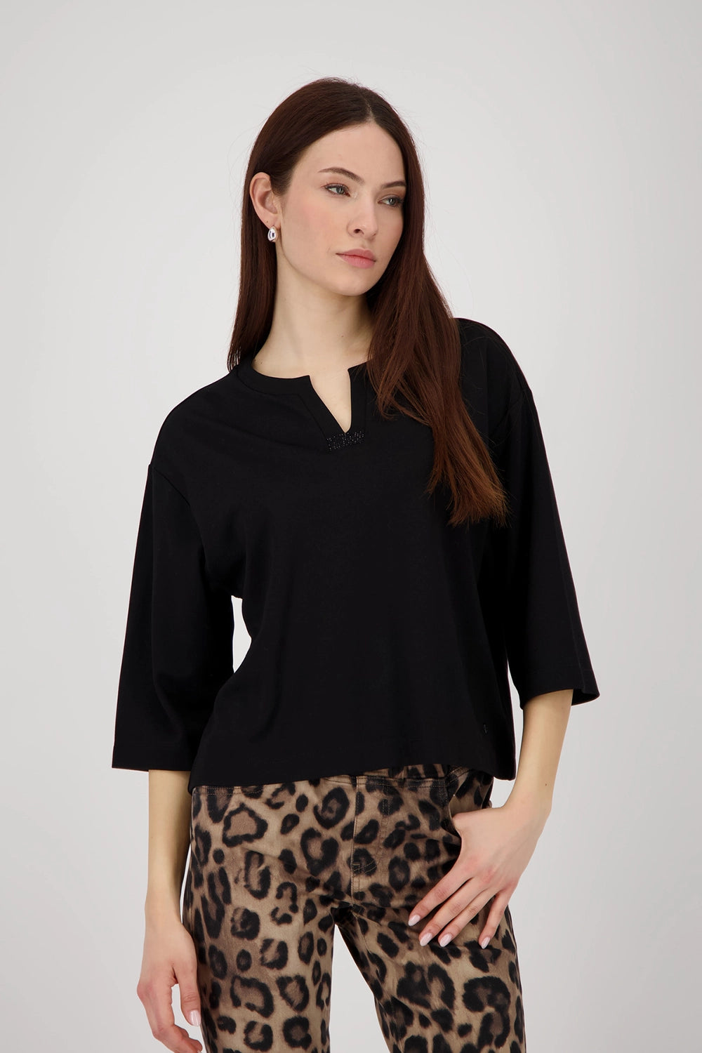 Monari Sweatshirt with rhinestones in Black 808886