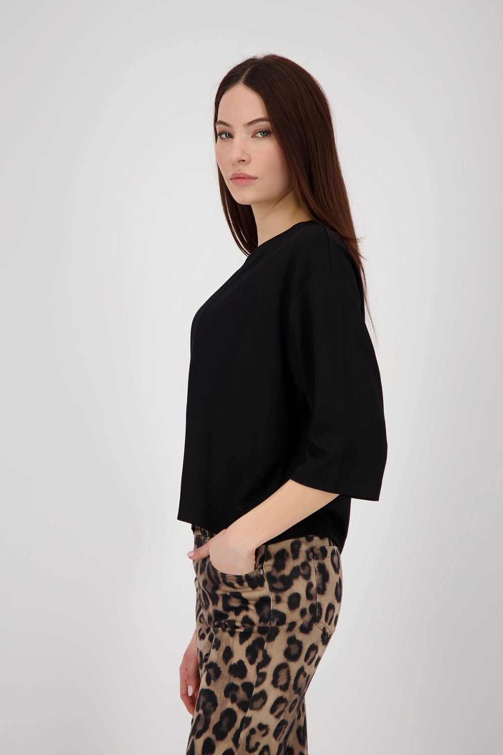 Monari Sweatshirt with rhinestones in Black 808886