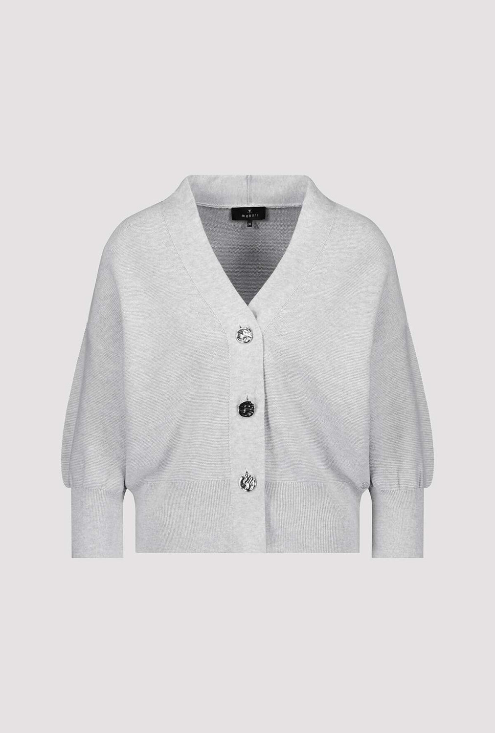 Monari Knitted cardigan with decorative buttons in Ash Grey Melange 808910