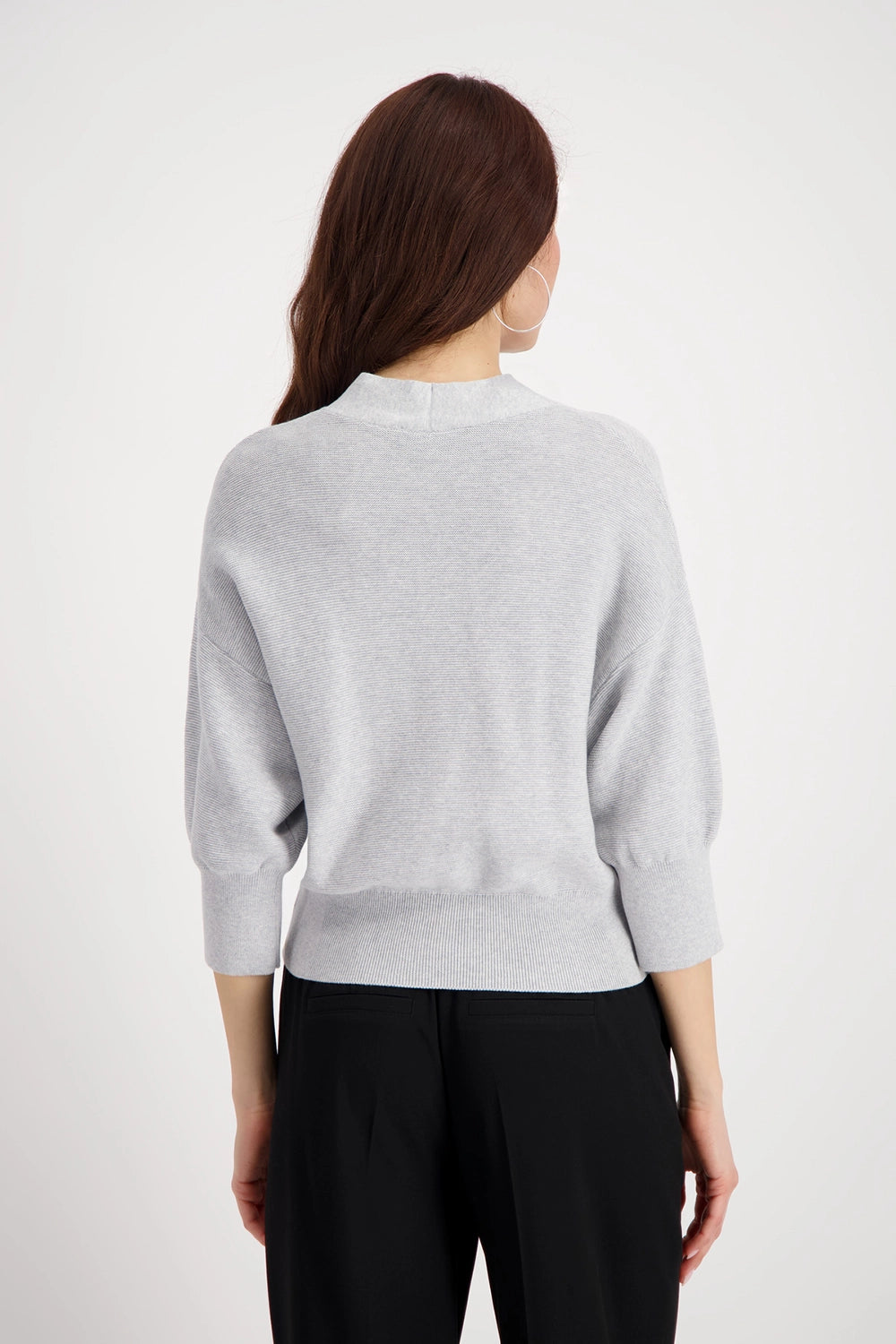 Monari Knitted cardigan with decorative buttons in Ash Grey Melange 808910