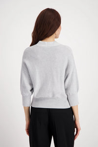 Monari Knitted cardigan with decorative buttons in Ash Grey Melange 808910