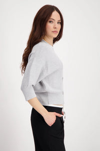 Monari Knitted cardigan with decorative buttons in Ash Grey Melange 808910