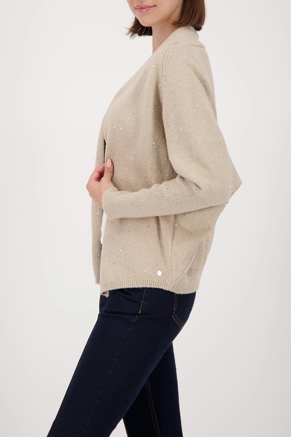 Monari Knitted cardigan with sequins in Cinnamon 808974