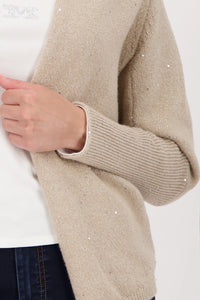 Monari Knitted cardigan with sequins in Cinnamon 808974