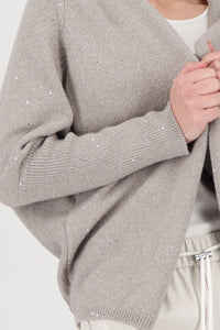 Monari Knitted cardigan with sequins in Greige 808974