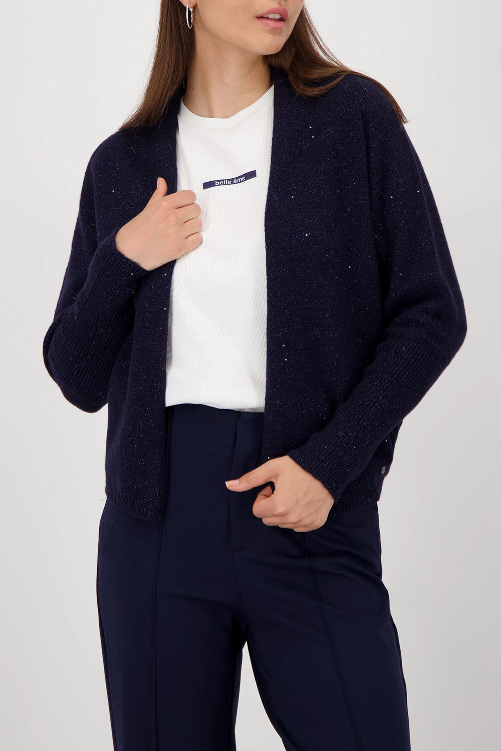 Monari Knitted cardigan with sequins in Night Sky 808974