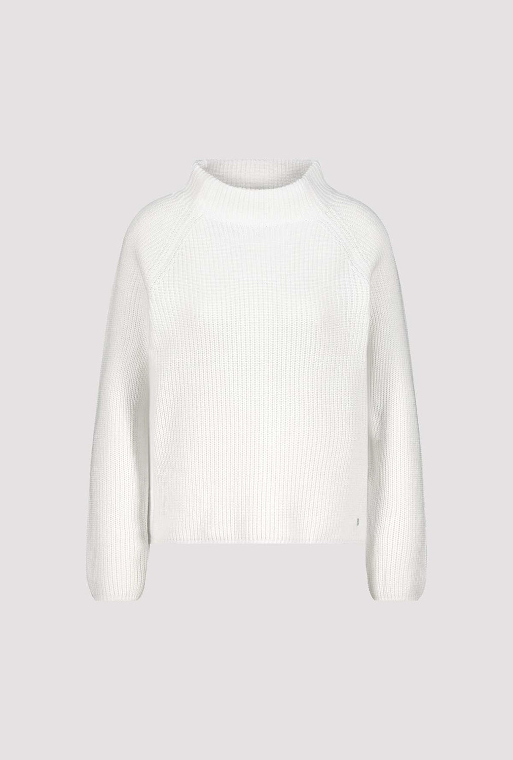 Monari Knitted jumper with stand-up collar in Off White 808986