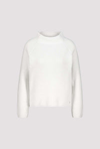 Monari Knitted jumper with stand-up collar in Off White 808986