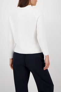 Monari Knitted jumper with stand-up collar in Off White 808986