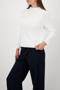 Monari Knitted jumper with stand-up collar in Off White 808986