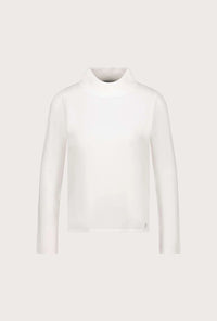 Monari Basic long-sleeve jumper with stand-up collar in Off White 808988