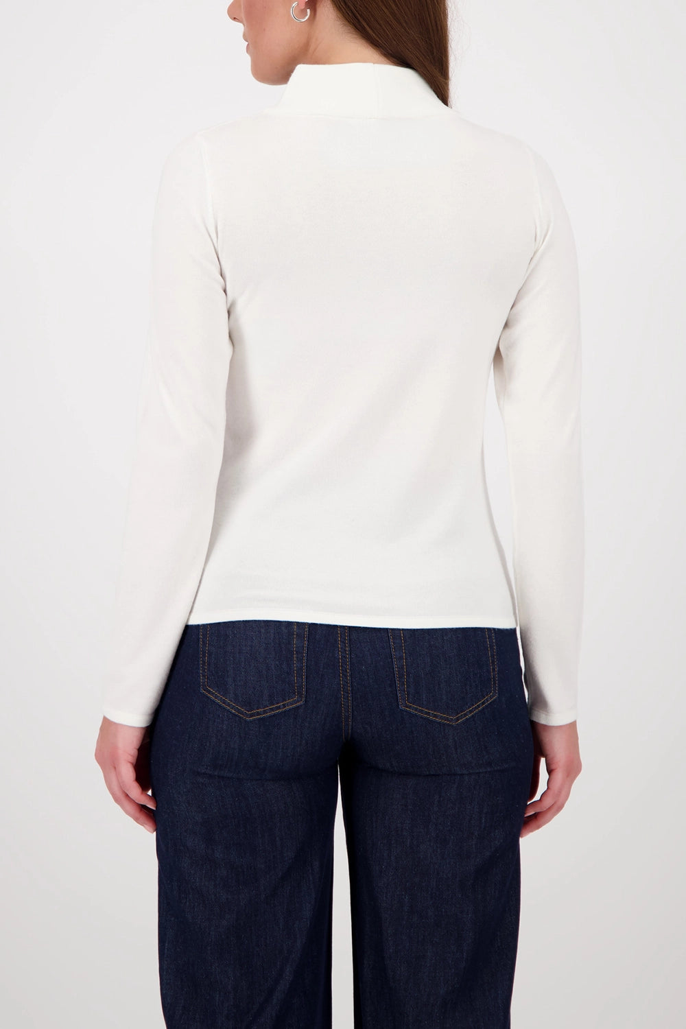 Monari Basic long-sleeve jumper with stand-up collar in Off White 808988