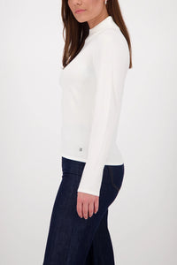 Monari Basic long-sleeve jumper with stand-up collar in Off White 808988
